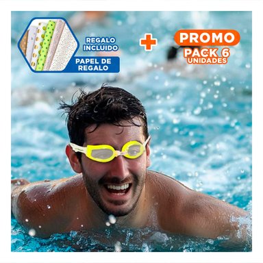 PACK6 ANTEOJOS DE NATACION AMARILLO CON AJUSTE COMODO PARA NIÑOS Y+PAPEL REGALO