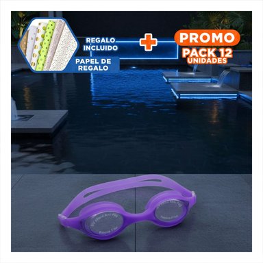 PACK12 PROTECCION OCULAR NATACION UNISEX COLOR MORADO PARA PISCINA Y+PAPEL REGALO