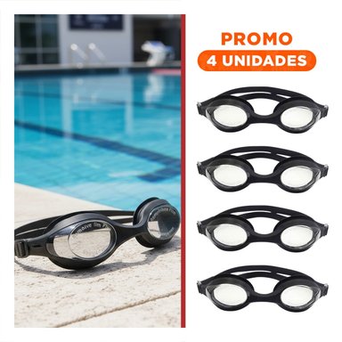 PACK4 PRODUCTO VISUAL NEGRO DE NATACION PARA PISCINA CON AJUSTE ERGONOMICO Y+REGALO STICKER