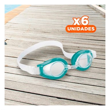 PACK6 LENTES NATACION VERDE CON MARCO RESISTENTE Y AJUSTE SEGURO Y+REGALO STICKER