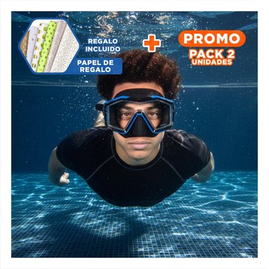 PACK2 ANTEOJO NATACION AZUL CON VISION AMPLIA Y AJUSTE FLEXIBLE Y+PAPEL REGALO