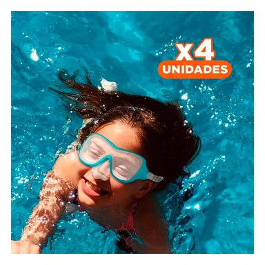 PACK4 LENTES DE BUCEO PROFESIONAL CELESTE CON SELLADO SEGURO Y USO EN PISCINA