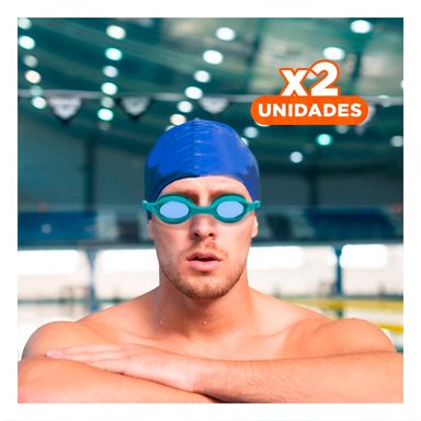 PACK2 LENTE NATACION CELESTE CON VISION NITIDA Y MARCO COMODO Y+REGALO STICKER