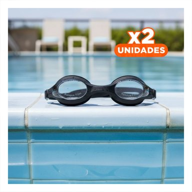 PACK2 IMPLEMENTO NEGRO DE NATACION PARA PISCINA CON VISION SUBACUATICA NITIDA Y+REGALO STICKER