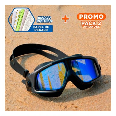 PACK2 ANTEOJOS DE NATACION CON LENTES PC Y PROTECCION UV PARA PISCINA Y+PAPEL REGALO