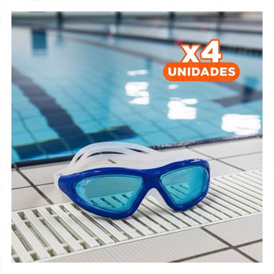 PACK4 GAFAS PARA PISCINA CELESTE CON ESTUCHE USO DIARIO Y ENTRENAMIENTO