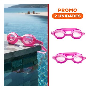 PACK2 EQUIPO ACUATICO DE NATACION PARA PROTECCION OCULAR EN PISCINA ROSADO