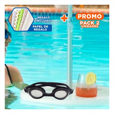 PACK2 VISOR PARA NATACION NEGRO CON VISION AMPLIA Y CORREA FLEXIBLE Y+PAPEL REGALO