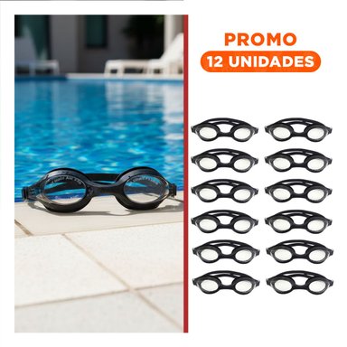 PACK12 ARTICULO ACUATICO NEGRO PARA NATACION CON ENFOQUE ESTABLE Y COMODIDAD Y+REGALO STICKER