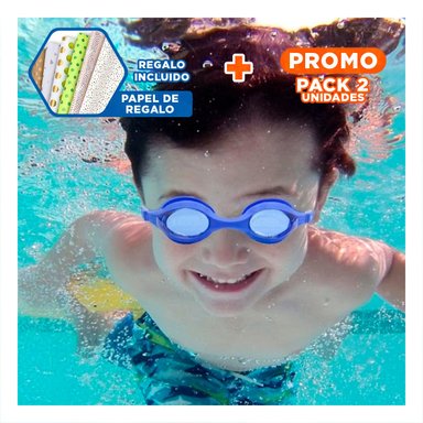 PACK2 VISOR PARA NATACION AZUL CON CRISTAL CLARO Y AJUSTE COMODO Y+PAPEL REGALO