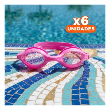 PACK6 PRODUCTO DEPORTIVO CON ESTUCHE ROSADO USO COMODO EN PISCINA Y+REGALO STICKER