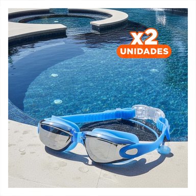 PACK2 VISOR PARA NATACION AZUL CON ESTUCHE 23,7 X 3,8 X 14,4 CM Y MARCO COMODO Y+REGALO STICKER
