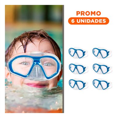 PACK6 OCULARES PARA BUCEO AZUL CON AJUSTE ERGONOMICO Y VISION NITIDA