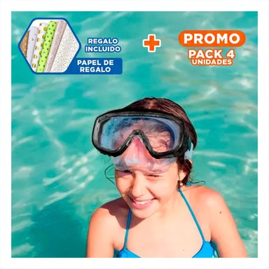 PACK4 VISORES DE BUCEO ERGONOMICO NEGRO CON VISION SUBACUATICA Y AJUSTE SUAVE Y+PAPEL REGALO