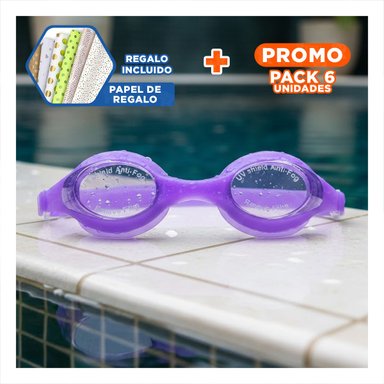 PACK6 PRODUCTO DE NATACION UNISEX COLOR MORADO COMODO PARA USO DIARIO Y+PAPEL REGALO