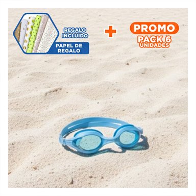 PACK6 VISORES DE NATACION UNISEX COLOR CELESTE COMODOS PARA PISCINA Y+PAPEL REGALO