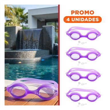 PACK4 EQUIPO DE NATACION CON ESTUCHE MORADO ALTA CALIDAD PARA ENTRENAMIENTO Y+REGALO STICKER