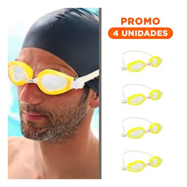 PACK4 ANTEOJOS DE NATACION AMARILLO ERGONOMICO Y VISION NITIDA BAJO AGUA Y+REGALO STICKER