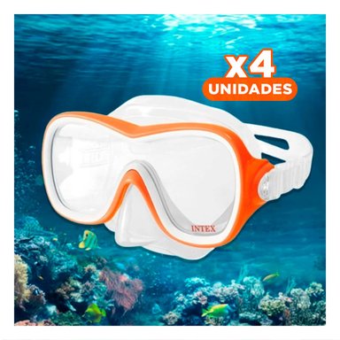 PACK4 GAFAS DE BUCEO COMODO ANARANJADO CON AJUSTE ERGONOMICO Y VISION CLARA