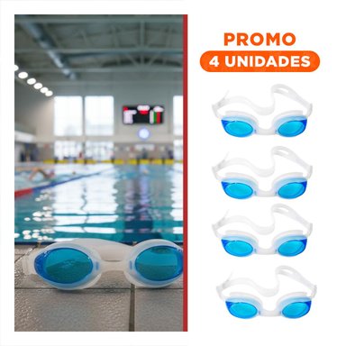 PACK4 ESTUCHE PARA LENTES DE NATACION UNISEX COLOR CELESTE PARA PISCINA Y+REGALO STICKER