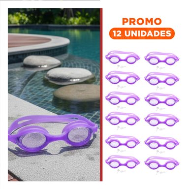 PACK12 COMPLEMENTO DE NATACION CON ESTUCHE MORADO VISION CLARA Y AJUSTE COMODO Y+REGALO STICKER