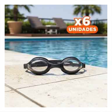 PACK6 ARTICULO DE NATACION NEGRO PARA PRACTICA DEPORTIVA CON VISION ACUATICA Y+REGALO STICKER