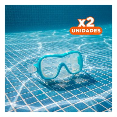 PACK2 LENTES DE BUCEO CELESTE CON AJUSTE COMODO Y VISION CLARA BAJO EL AGUA Y+REGALO STICKER
