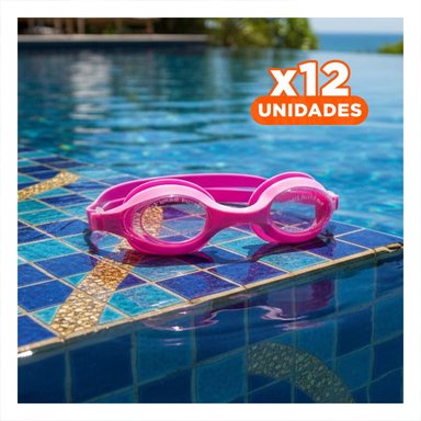 PACK12 EQUIPO VISUAL ACUATICO UNISEX PARA NATACION RECREATIVA EN PISCINA ROSADO