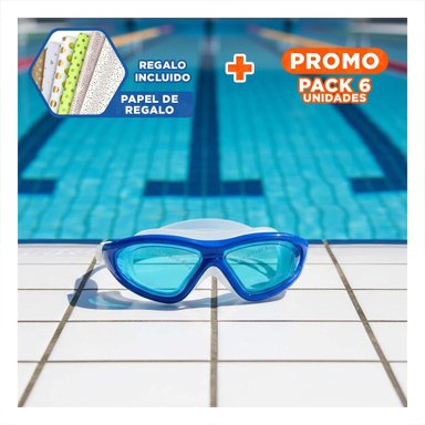 PACK6 VISORES CELESTE CON ESTUCHE PARA USO ACUATICO EN PISCINA Y PLAYA Y+PAPEL REGALO