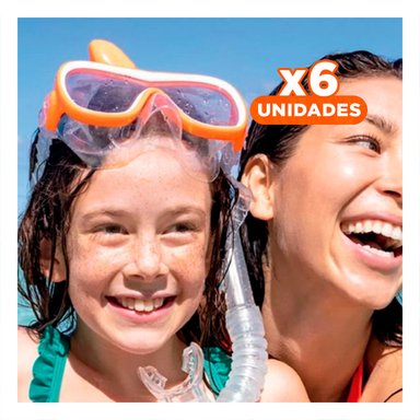 PACK6 LENTES DE BUCEO ANARANJADO CON VISION SUBACUATICA Y AJUSTE SUAVE Y+REGALO STICKER