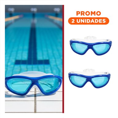 PACK2 GAFAS CELESTE CON ESTUCHE PARA USO ACUATICO EN PISCINA Y PLAYA