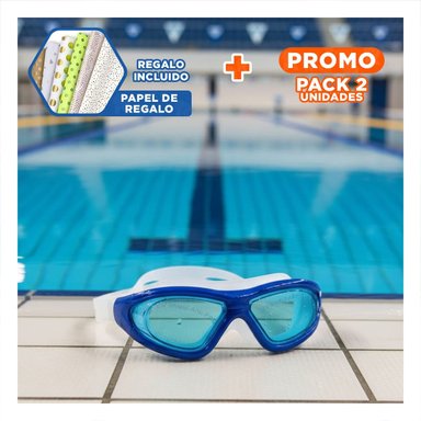 PACK2 GAFAS DEPORTIVAS CELESTE CON ESTUCHE PARA NATACION EN PISCINA Y PLAYA Y+PAPEL REGALO