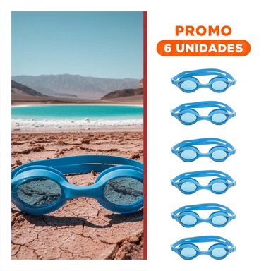PACK6 LENTES DE NATACION UNISEX COLOR CELESTE PARA USO RECREATIVO