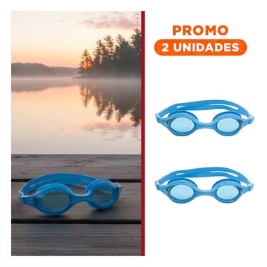 PACK2 GOGGLES DE NATACION UNISEX COLOR CELESTE CON AJUSTE COMODO