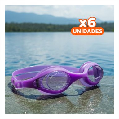 PACK6 COMPLEMENTO DE NATACION CON ESTUCHE MORADO AJUSTABLES PARA USO FRECUENTE Y+REGALO STICKER