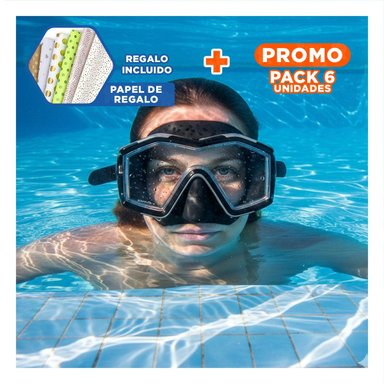 PACK6 VISOR NATACION NEGRO CON CORREA AJUSTABLE Y CRISTAL 180 GRADOS Y+PAPEL REGALO