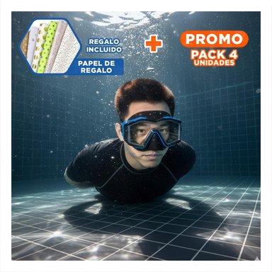 PACK4 PROTECTOR NATACION AZUL CON CRISTAL CLARO Y MARCO LIGERO Y+PAPEL REGALO