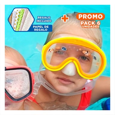PACK6 LENTES DE BUCEO SEGURO AVIADOR ANARANJADO CON AJUSTE SUAVE Y+PAPEL REGALO