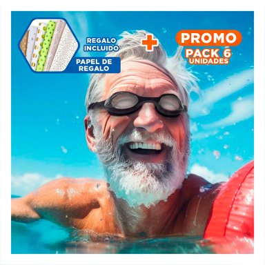 PACK6 PROTECTOR PARA NATACION NEGRO CON VISION AMPLIA Y MARCO LIGERO Y+PAPEL REGALO