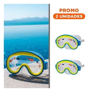 PACK2 OCULARES DE BUCEO PROFESIONAL AVIADOR AZUL CON CORREA AJUSTABLE Y VISION CLARA