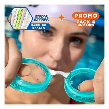PACK4 LENTES NATACION VERDE CON CORREA COMODA Y VISION CLARA Y+PAPEL REGALO