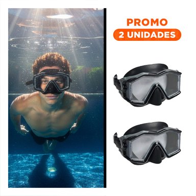 PACK2 GAFA NATACION NEGRO CON AJUSTE SEGURO Y CRISTAL 180 GRADOS