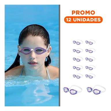PACK12 LENTES NATACION MORADO CON MARCO LIGERO Y LENTE POLARIZADO Y+REGALO STICKER