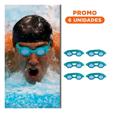PACK6 GAFA NATACION CELESTE CON LENTE NITIDO Y AJUSTE COMODO