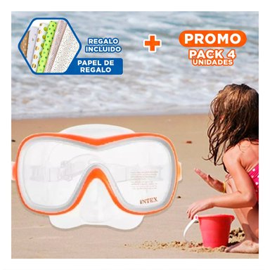PACK4 GAFAS DE BUCEO SEGURO ANARANJADO CON SELLADO FIRME Y USO DIARIO Y+PAPEL REGALO