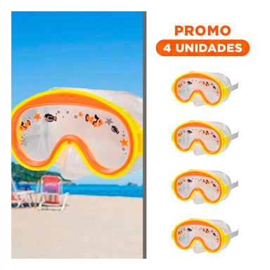 PACK4 LENTES DE BUCEO COMODO AVIADOR ANARANJADO CON CORREA FIRME Y+REGALO STICKER