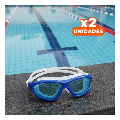 PACK2 GAFAS PARA NATACION CELESTE CON ESTUCHE COMODAS Y RESISTENTES Y+REGALO STICKER