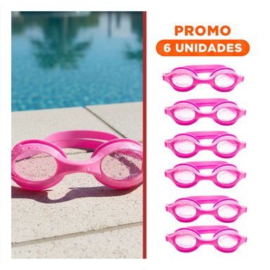 PACK6 IMPLEMENTO DEPORTIVO CON ESTUCHE ROSADO PROTECCION OCULAR PARA PISCINA