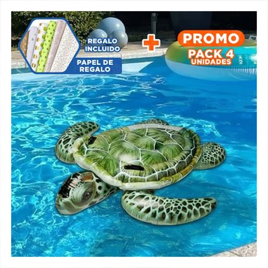 PACK4 JUGUETE GRANDE TORTUGA 150 X 127 CM PARA AGUA Y+PAPEL REGALO