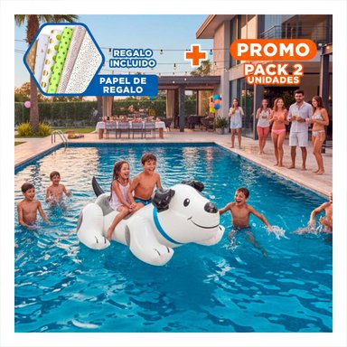 PACK2 JUGUETE INFLABLE DIVERTIDO PERRITO 108 X 71 CM PARA PISCINA Y+PAPEL REGALO